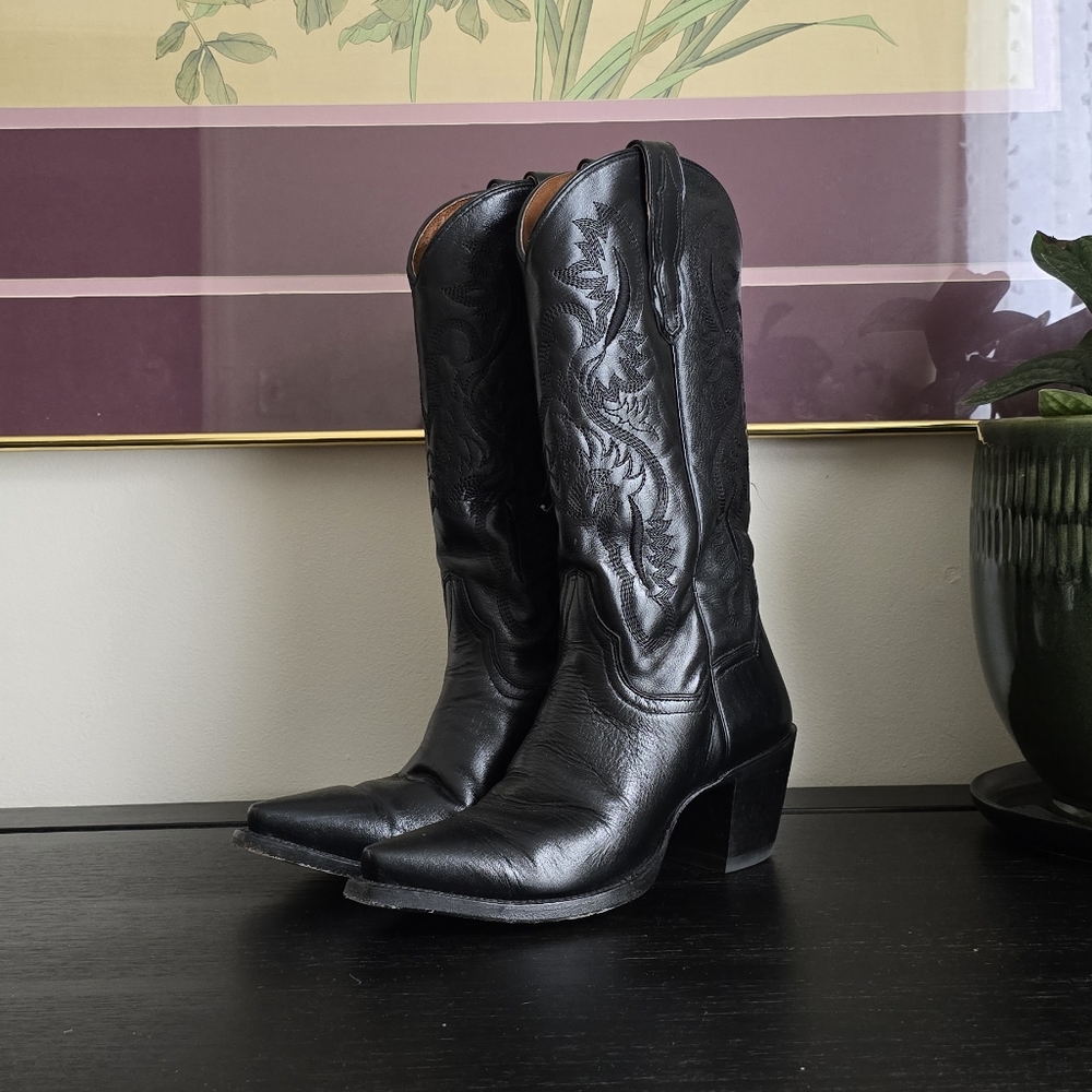 Dan Post Women's Black Leather Western Cowboy Boots